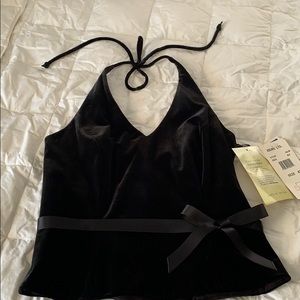 Velvet Halter top with satin bow at waist. Size 8P